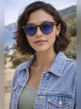 Sunski Dipsea Tortoise Ocean Polarized Sunglasses Blue Gradient Lenses